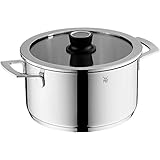 Der Silikonring im Glasdeckel mit integrierter Dampföffnung sorgt für leises Kochen. Dank der Griffform sind die Töpfe stapelbar