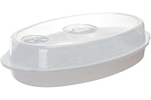 HOUSOUTIL 2- En- 1 Micro- Ondes Four Vapeur Cuire Récipient avec Couvercle Micro- Ondes Plaque de Couverture Et Plat De Cuisson pour Cuit à La Vapeur Brioche Boulette Poissons Cuisine