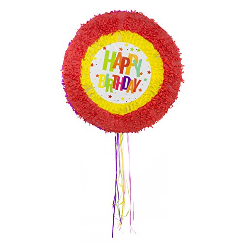 Pinata "Happy Birthday Sterne" von Trendario - 48 cm groß - ungefüllt - Ideal zum Befüllen mit Süßigkeiten und Geschenken - Piñata für Kindergeburtstag Spiel, Geschenkidee, Party, Hochzeit