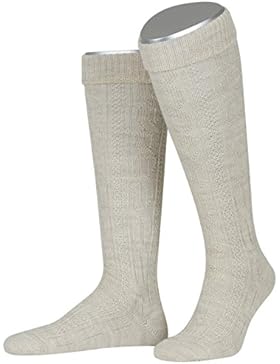 Lusana Herren Trachtenstrümpfe Trachtenkniebundstrumpf mit Zopfmuster