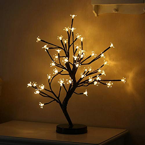 Preisvergleich Produktbild Lichterkette FeiliandaJJ 48LED Deko Lichterkette innen,wasserdichter Pflaumenblüte Topfpflanze Baum Licht Lichterkette für Zimmer, Kinderzimmer,Balkon,Weihnachten,Hallo... 3*Batterie (Gelb)
