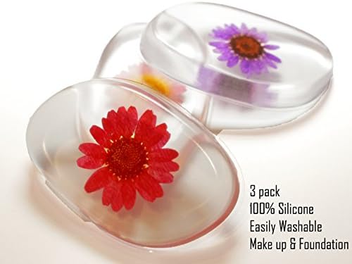 Flower Silicone Make Up Foundation Sponge Makeup Blending Sponge Makeup Blender Silicone Foundation Sponge.100% Silicone Foundation Sponge With Flowers And Easily Washable - Pack Of 3