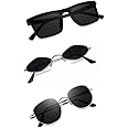 Sheomy MC stan Shades Unisex set of 3 MC stan goggles rectangle sun glasses MC stan shades Retro Vintage Narrow Women::white black glasses white google for women offer pack of 3 goggles for women 32