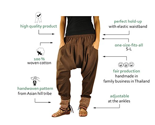 virblatt Haremshose für Herren und Damen aus Baumwolle mit traditionellen Webereien UNISEX Einheitsgröße S – L mit bequemen Gummibund alternative Kleidung-Malie - 5