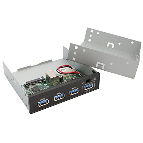 Syba Interner USB-Hub (4 3,5 Zoll USB-3.0-Ports mit 5,25 Zoll Laufwerksschachthalterung) - 4