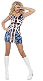 Smiffys Costume Fever de Britannia, robe Union Jack à paillettes incluse , Large