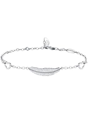 BlingGem Feder Armband Damen 925 Sterling Silber Weißes Gold überzogenes Armband Einstellbar Kette-Geschenk für...