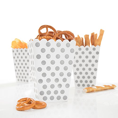 PartyMarty Snackbox Happy Dots Silber - für Snacks, Süßigkeiten, Popcorn & Geschenke