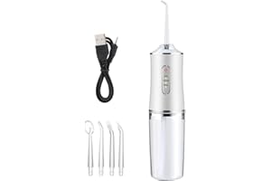 FiTspi Hydropulseur dentaire sans fil pour le nettoyage des dents - 3 modes de pression - 4 jets - Étanchéité IPX7 - 220 ml