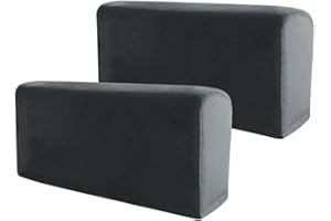 GETDOUBLERICH Fundas para reposabrazos de sofá, paquete de 2 fundas elásticas para reposabrazos de sofá, fundas extraíbles para reposabrazos de sofá (color gris oscuro)
