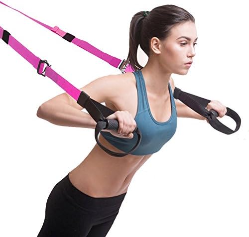 Moran Pro Suspension Trainer Set – Kit Suspension Trainer with Door Anchor, Perfect for Travel and Training, Indoor and Outdoor (Pink, Light Green), Men, pink