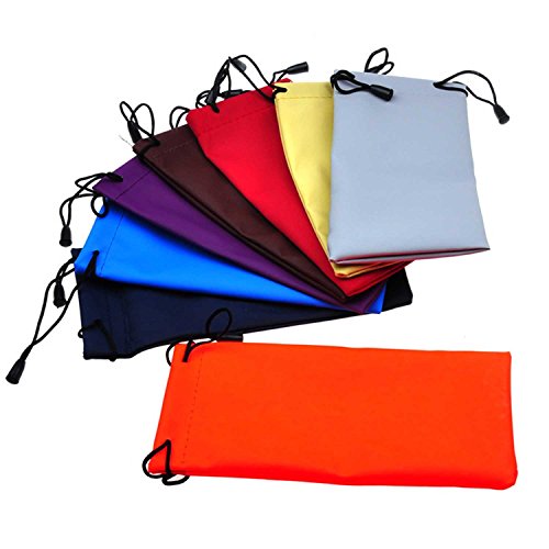 Preisvergleich Produktbild Vococal - 10 STK Sonnenbrillen / Brillen / Rasierer Aufbewahrungstasche Tasche - Wasserdicht - Mikrofaser und PU Leder Tunnelzug Aufbewahrungstasche Tasche, Zufällige Farbe