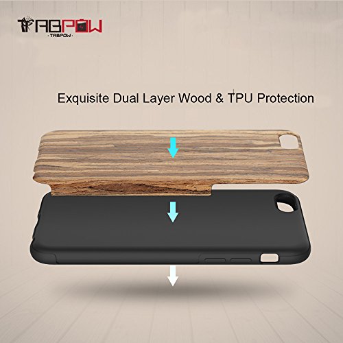 iPhone 6 Case, Phone 6s Case, TabPow [Wooden][Shockproof][Drop Protection][Heavy Duty] Dual Layer Slim Hybrid Wood Case Cover For iPhone 6 / iPhone 6S (4.7 Inch), Rosewood