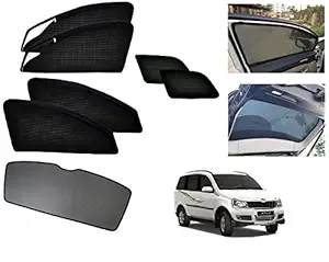 Auto Addict Zipper Magnetic Car Curtain Sunshades with Rear Window (Side Windows,Dicky Window,7 Pcs) for Mahindra Xylo