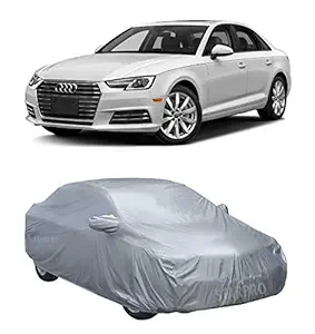 ZANTEX All Weather Outdoor Protection Water Resistant Car Body Cover Compatible with Audi A4 (Silver Color with Mirror)