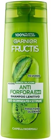 Garnier Fructis Shampoo Lenitivo 2in1, Per Capelli Normali, Azione Antiforfora, Con Tè Verde e Piroctone Olamina, 250 ml