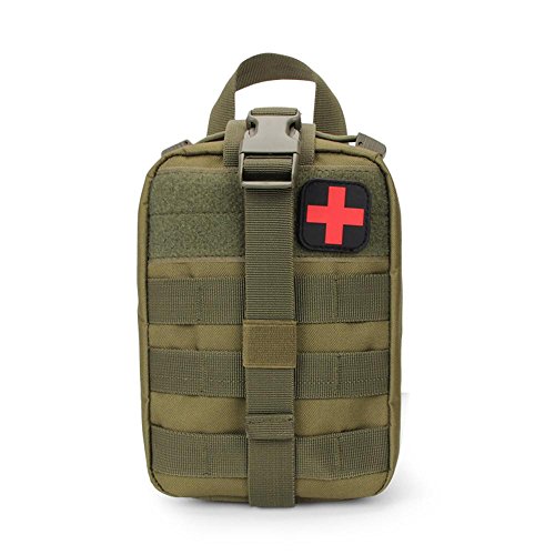 Aolvo IFAK Pouch, 1000D Nylon MOLLE Rip-Away EMT Medical Trauma Bag, Emergency Utility First Aid Bag Holder for Hunting, Cycling, Shooting, Hiking, Camping and Other Outdoor Activities - Army Green