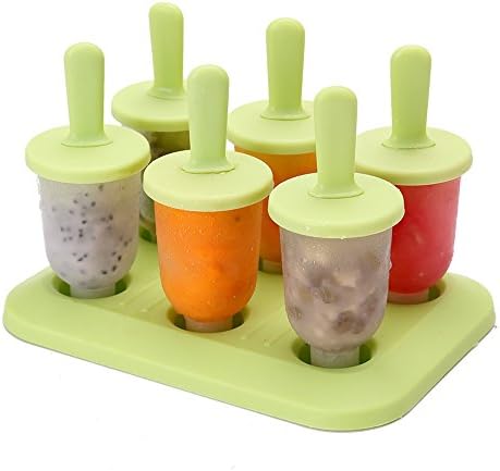 Qearly Reusable Round Shape Cute Popsicle Molds Ice Cream Maker Molds Popsicle Maker for Frozen Yogurt Snacks Desserts Treats-S Green