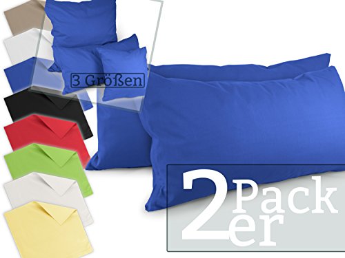 Doppelpack zum Vorteilspreis - Renforcé-Kissenbezüge aus 100% Baumwolle – schlicht und edel im Design, universell einsetzbar und kombinierbar - in 8 Uni-Farben, 40 x 80 cm, royal