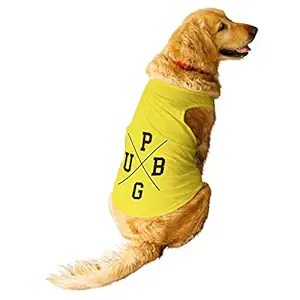 Ruse Pet PUBG Round Neck Sleeveless Dog Vest Tank T-Shirt/Tees Apparel/Clothes/Tees Gift for Dogs(Yellow) /X-Large (Full Grown Retrievers, Labs etc.)