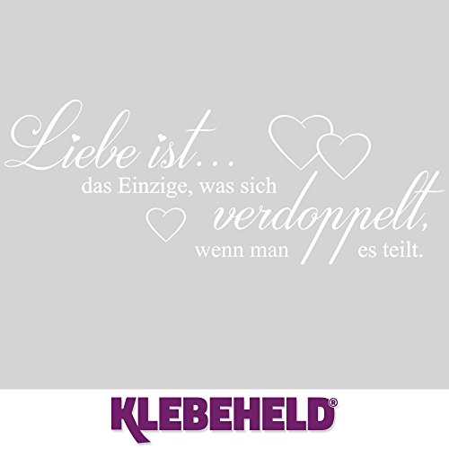 KLEBEHELD® Wandtattoo Liebe ist das Einzige, was sich verdoppelt, wenn man es teilt | Größe 120x45cm, Farbe weiss - 4
