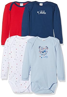 Absorba Underwear, Body Bébé Garçon, Bleu (Bleu Grise), 6 Mois (Taille Fabricant: 6M) (lot de 4)