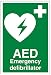 Produktbild vsafety 31034 au-s "AED Notfall Defibrillator" Erste Hilfe Allgemeine Schild, selbstklebend, Portrait, 200 mm x 300 mm, grün
