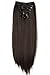 PRETTYSHOP XXL 8 pcs full Head Set Clip In Hair Extensions Hairpiece Smooth Straight Heat-Resisting 20" chocolate brown # 6 CES103