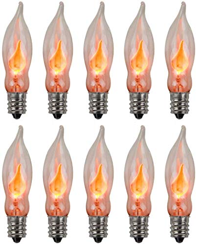 Creative Hobbies® A101 parpadeo llama Bombilla -3 W, 130 V, e12 Base candelabro, forma de llama, base de níquel,-Baila con un parpadeo luz naranja - Wholesale - Caja de 10 Bombillas