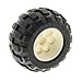 Produktbild Bausteine gebraucht 1 x Lego Technic Rad Ballon Reifen schwarz 56x30 R Felge weiss 49.6x28 VR mit Achs Loch Auto Fahrzeug (6595 / 32180) Set 8289 8454 8283 6595c01