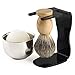 VERY100 4 in 1 Men Shaving Kits Badger Hair Brush + Razor Stand + Steel Bowl/Mug + Soap