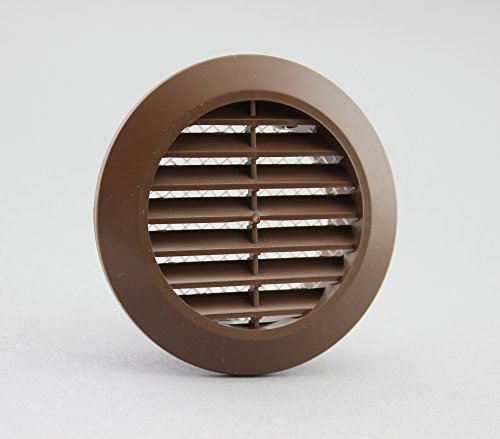 Lüftungsgitter Abschlussgitter rund Ø 90 mm braun mit Insektennetz Gitter ABS Kunststoff witterungsbeständig Insektenschutz - 7