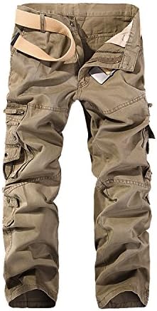 HerZii Men's Camouflage Cargo Trousers Combat Winner Lining Warm Cargo Cotton Casual Pants (28, 015 Khaki)