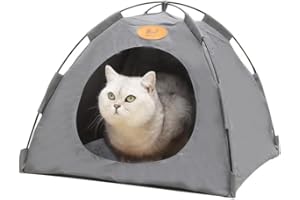 EVOX Portable Pet Tent House for Cats & Small Dogs Foldable Play Tent with Soft Washable Bed Pad Indoor/Outdoor Cozy Pet Shelter