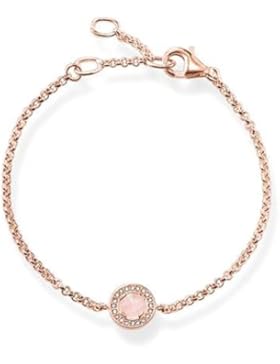 Thomas Sabo Damen-Armband Glam & Soul 925 Sterling Silber 750 Roségold Pavé weiß Rosenquarz pink Länge von 16.5...