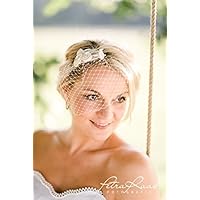 Brautschleier Hochzeit Wedding birdcage bride Braut Röschen elfenbein weiß Blüte B350