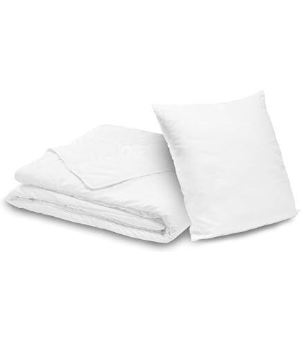 Ensemble Couette Blanche 140x200 Cm Double Face + Oreiller 60x60 Cm – Pack 2 Pièces Confortable Pour Lit 1 Personne, Idéal Pour Un Sommeil Doux Et Élégant