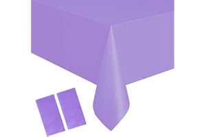 YAAVAAW 2Pcs 137*274cm Purple Disposable TableCloth Table Covers,Rectangular Dining Disposable Tablecovers Plastic Purple Table Cloth Party for Picnic,Baby Shower,Christmas,Birthday Parties Decorations
