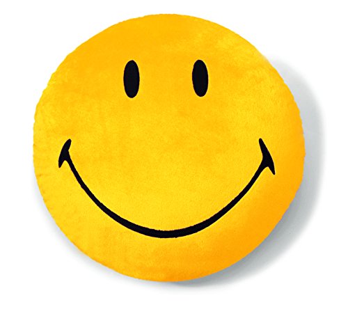 Nici 35871 - Kissen Smiley, Plüsch, rund, Durchmesser 35 cm, gelb