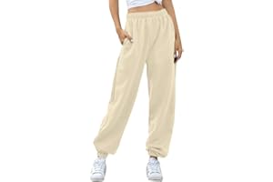 Nuofengkudu Mujer Harem Pantalones Jogging con Bolsillos Elastica Cintura Alta Comodo Llanura Largos Pantalón Deportiva Jogger Pants Sweatpants Casual Ropa de Casa