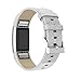 Produktbild Klassisches Lederarmband für Fitbit Charge 2 Upxiang Uhrenarmband mit Metallverbindern (Silber)