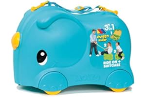 M MOLTO MOLTO | Maleta Infantil Smiler Azul | Correpasillos | Maleta de Viaje | Equipaje de Mano | Juguete Educativo para Niños de 36 Meses