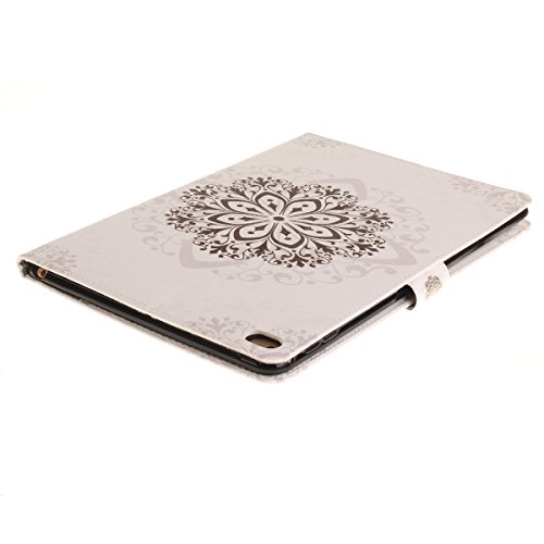 iPad Air 2 Hülle Case,iPad Air 2/ iPad 6 Ledertasche,Ukayfe Muster Schutzhülle Leder Tasche für iPad Air 2,Malerei Mandalas Blumen Malen Slim Fit Folio PU leder Flip Cover im Bookstyle Kunstleder Schutzhülle Cover Tasche mit Ständer für iPad Air 2 (iPad 6th Generation) mit 1 x Schwarze Eingabestift (Mandala) - 4