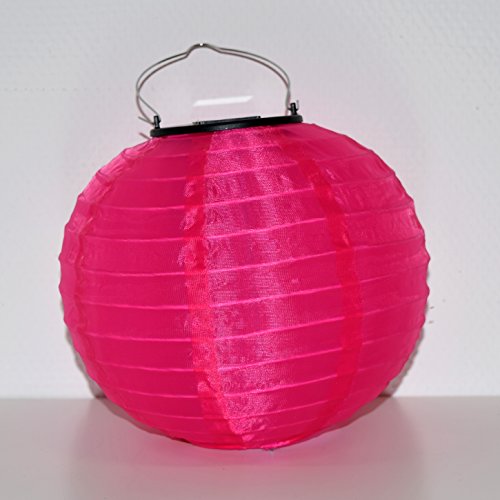 (857) LED Solar Lampion Pink mit Sensor Ø20cm Garten Terrasse Solarlaterne Laterne