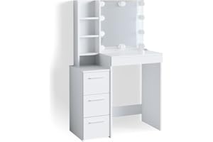 Vicco tavolo da toeletta Meryl, Bianco, 80 cm con illuminazione a LED