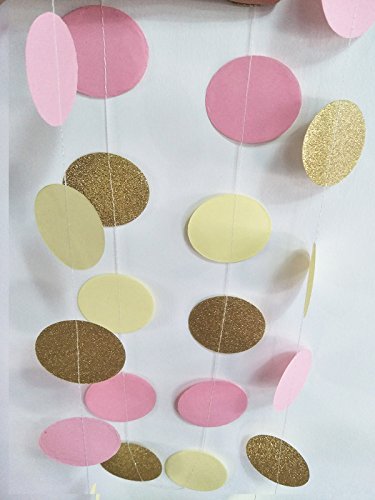 20 Stück weiß creme pink Tan Babyparty Deko Party Deko-Set mit Seidenpapier Quaste Girlande Seidenpapier Blume Kreis Girlande für Rustikal Hochzeit Baby Dusche, Geburtstag, Kinderzimmer Dekoration - 4