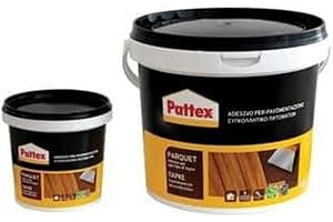 Pattex Parquet, Colla Pastosa per la Posa di Tutti i Pavimenti in Legno, Parquet, Parquet Mosaico, Listelli in Legno, secchio 5kg