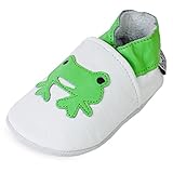 PantOUF Zapatillas Bebé (Piel Suave, (Blanc Une Grenouille), 24