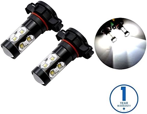 NBKMC Extremely Bright 50W LED Bulbs with Projector for Fog Lights Daytime Running DRL Driving H16 5202 5201 2504 9009 PSX24W 6000K Xenon White