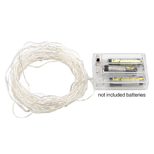 Lichterkette Kupferdraht, Kany LED Lichterkette 10 Meter 100 LEDs Batteriebetrieben Kupferdraht Wasserdicht, Kupterdraht Sternenlicht außen und innen für Weihnachten, Hochzeit, Party mit battery Box (blau) - 6